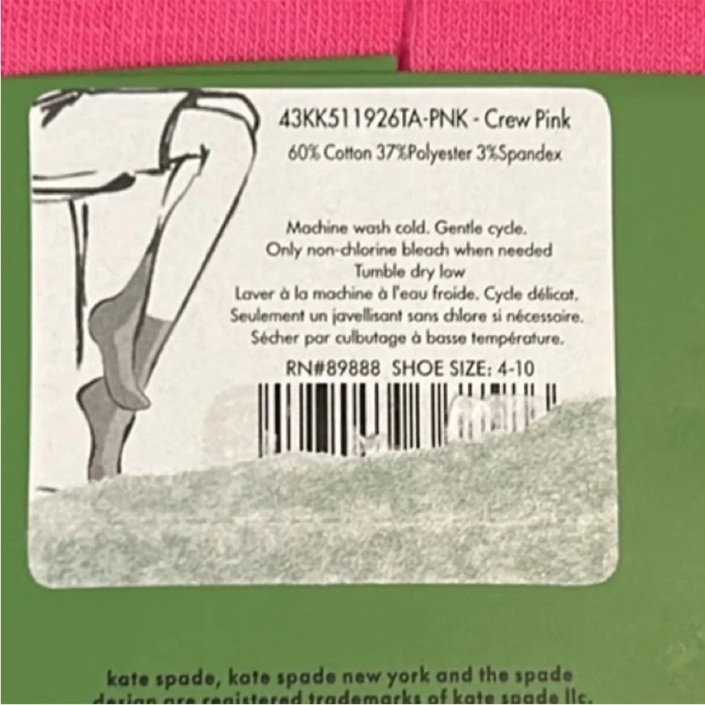 Kate Spade New York 3-Pack Hearts Crew Socks NWT Gift Set Luxury Pink Girly C1
